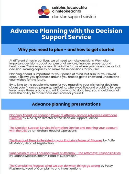 Advance Planning with the Decision Support Service 